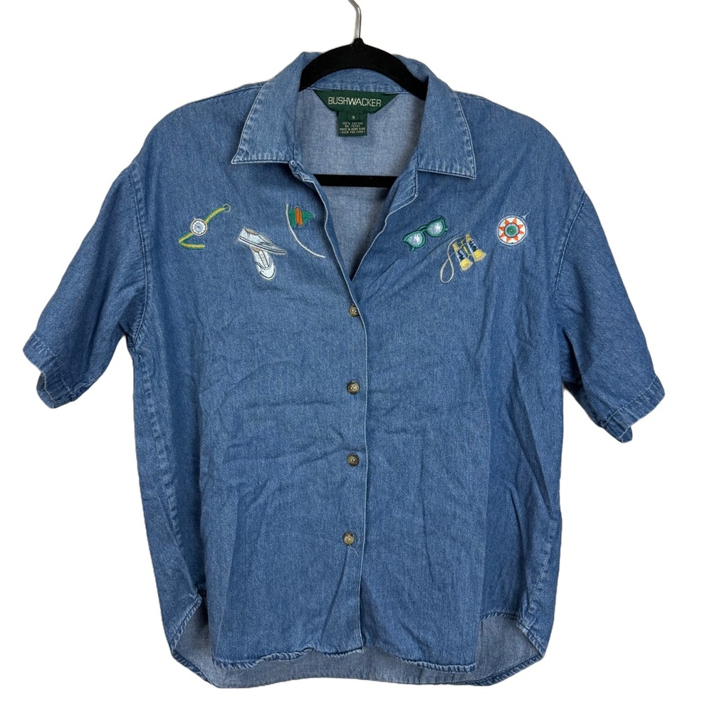 Vintage Denim Embroidered Button Down sz S - Picture 1 of 6
